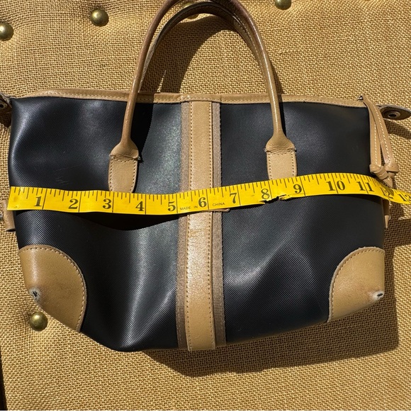 Longchamp Small Handbag Black Nylon Tan Leather Le Pliage Top Handle - Picture 11 of 16